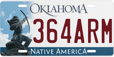 OK license plate 364ARM