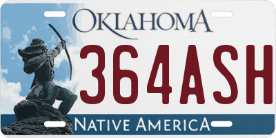 OK license plate 364ASH