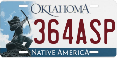 OK license plate 364ASP