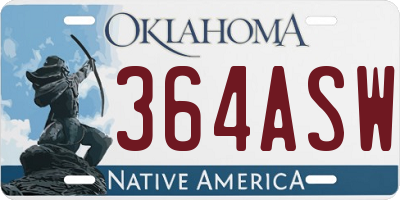 OK license plate 364ASW