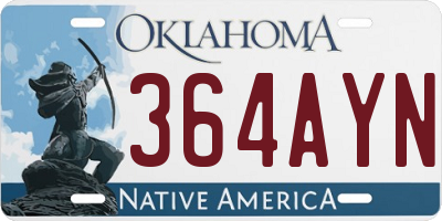 OK license plate 364AYN