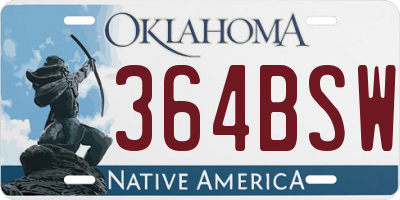 OK license plate 364BSW
