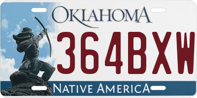 OK license plate 364BXW