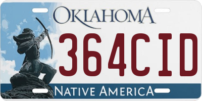 OK license plate 364CID