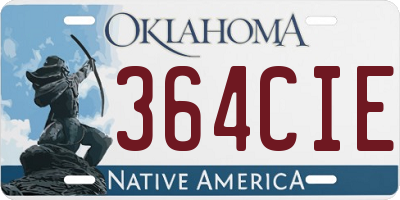 OK license plate 364CIE