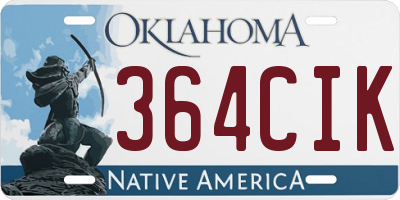 OK license plate 364CIK