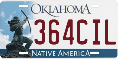 OK license plate 364CIL