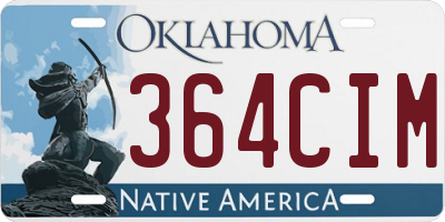 OK license plate 364CIM