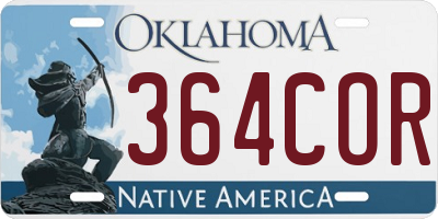 OK license plate 364COR