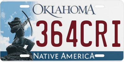 OK license plate 364CRI