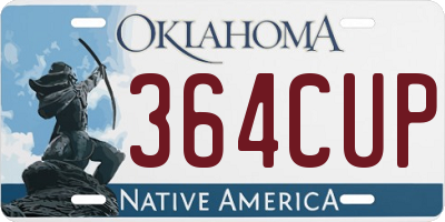 OK license plate 364CUP