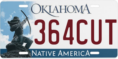OK license plate 364CUT
