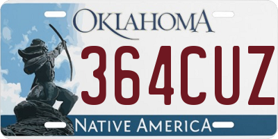 OK license plate 364CUZ