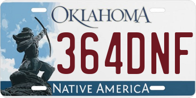 OK license plate 364DNF