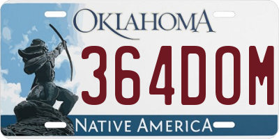 OK license plate 364DOM
