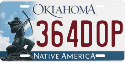 OK license plate 364DOP