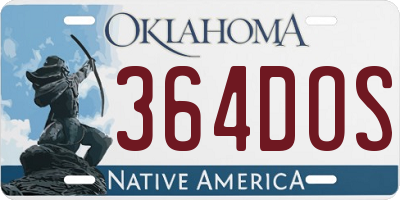 OK license plate 364DOS