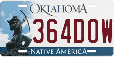 OK license plate 364DOW