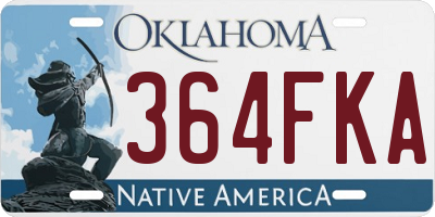 OK license plate 364FKA