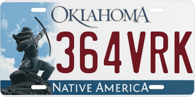 OK license plate 364VRK