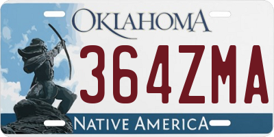 OK license plate 364ZMA