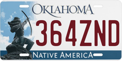 OK license plate 364ZND