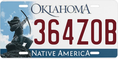 OK license plate 364ZOB