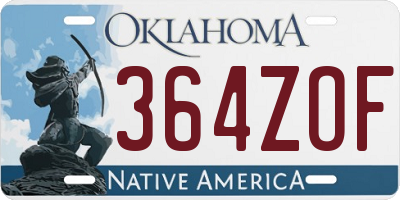 OK license plate 364ZOF
