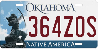 OK license plate 364ZOS