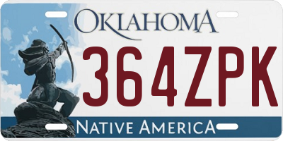OK license plate 364ZPK