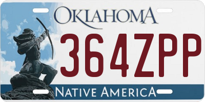 OK license plate 364ZPP