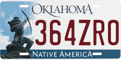 OK license plate 364ZRO