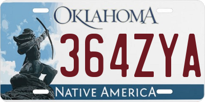 OK license plate 364ZYA
