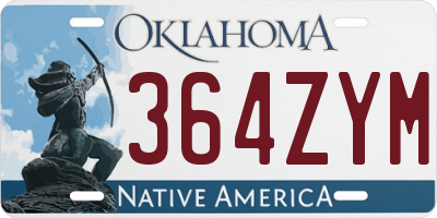 OK license plate 364ZYM