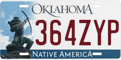 OK license plate 364ZYP