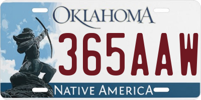 OK license plate 365AAW