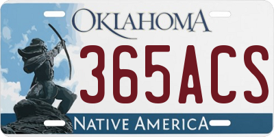 OK license plate 365ACS