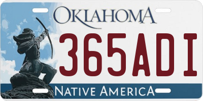 OK license plate 365ADI