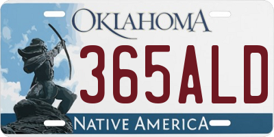 OK license plate 365ALD