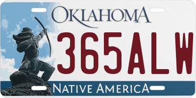OK license plate 365ALW