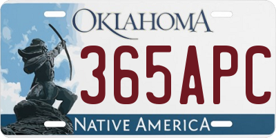OK license plate 365APC