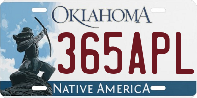 OK license plate 365APL