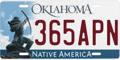 OK license plate 365APN