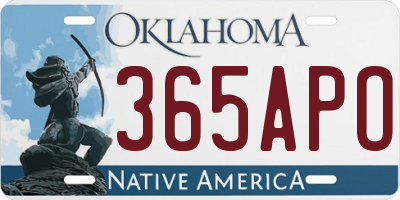 OK license plate 365APO