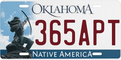 OK license plate 365APT