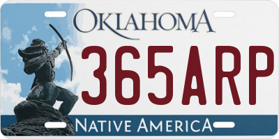 OK license plate 365ARP