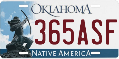 OK license plate 365ASF