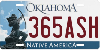 OK license plate 365ASH