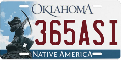 OK license plate 365ASI