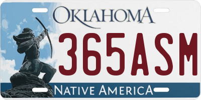 OK license plate 365ASM